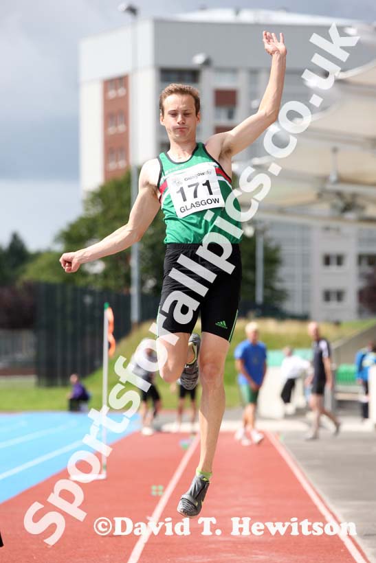 Allan Hamilton 2nd in the long jump at the Scottish Championships, Scotstoun  Stadium, Glasgow.